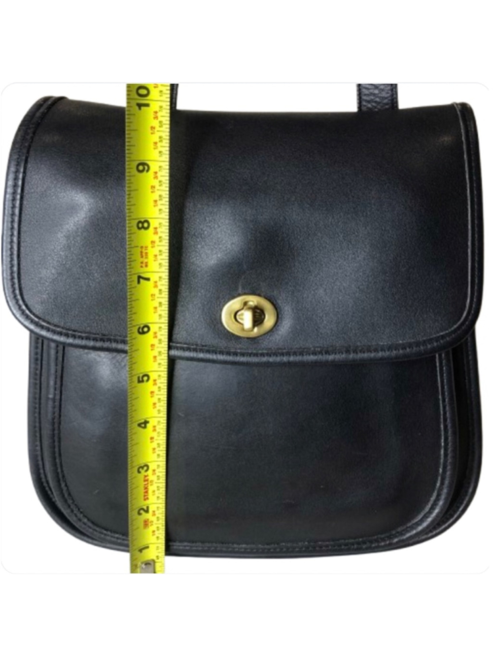 Vintage COACH Black Leather Large Side Pack Turn Lock Shoulder Bag USA 9979 - Picture 10 of 17